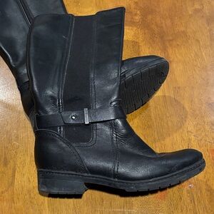 Clarks Black Leather Winter Boots